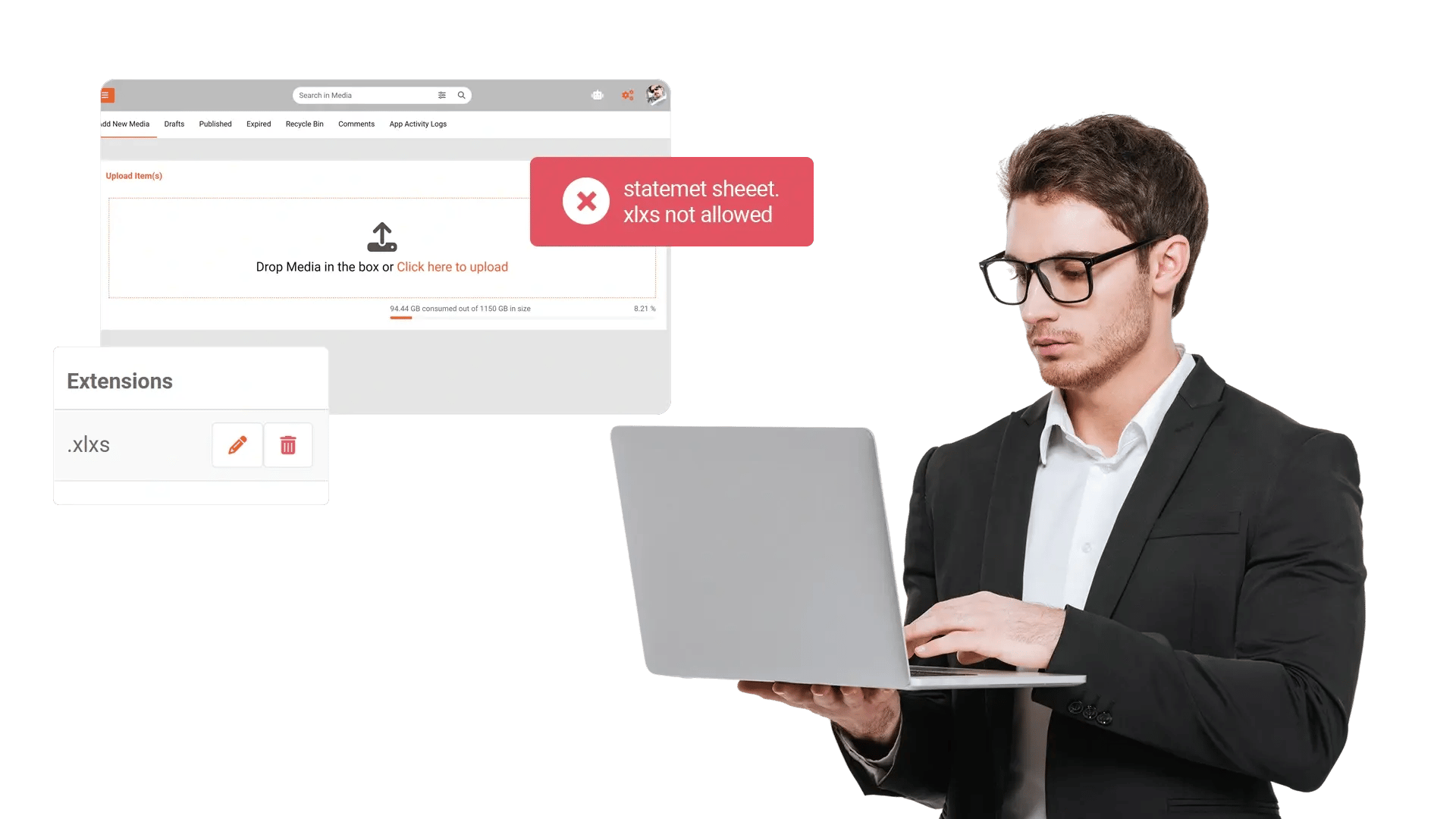 Stop risky file extensions before they reach your content library