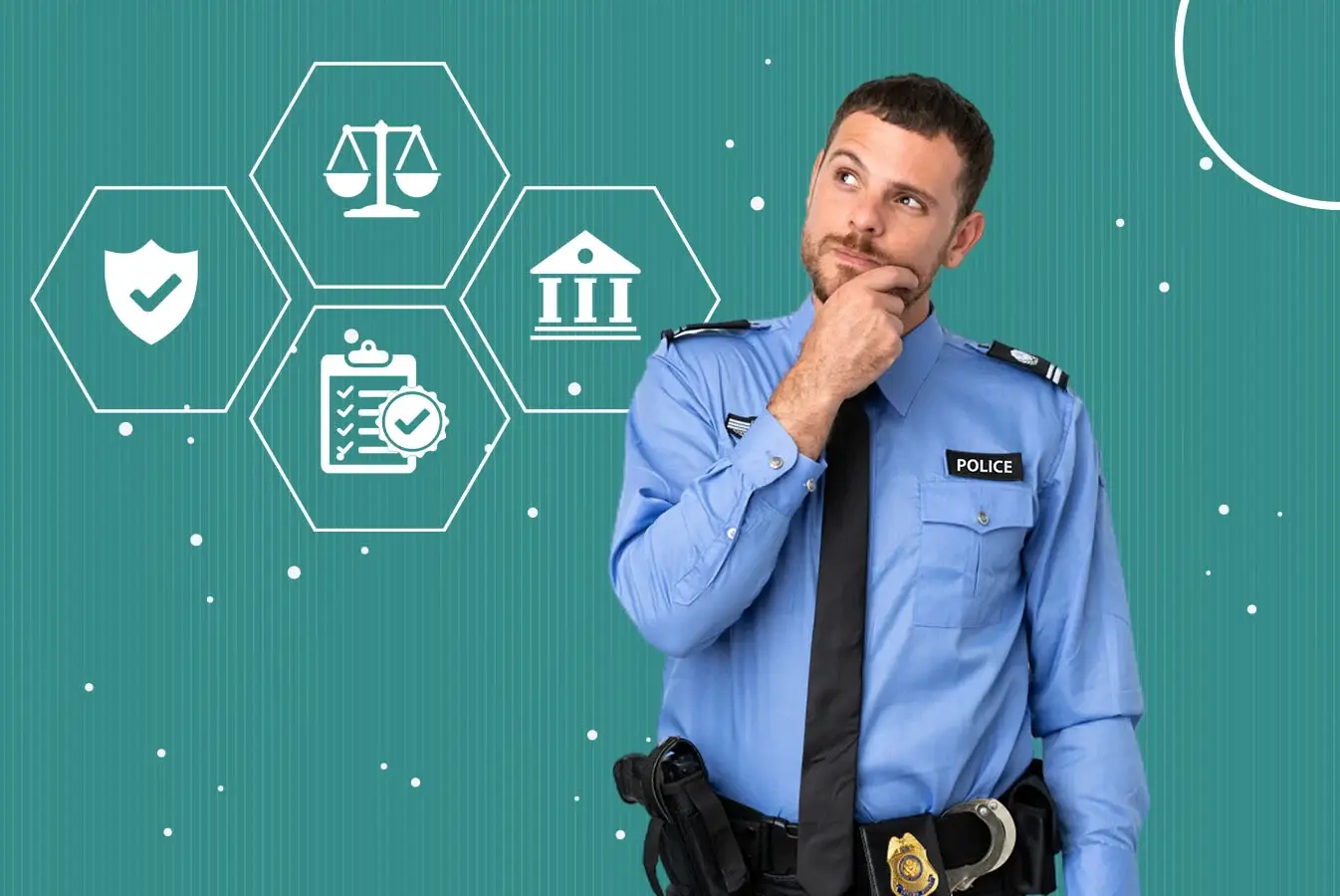 A police officer thinking about digital evidence management features.