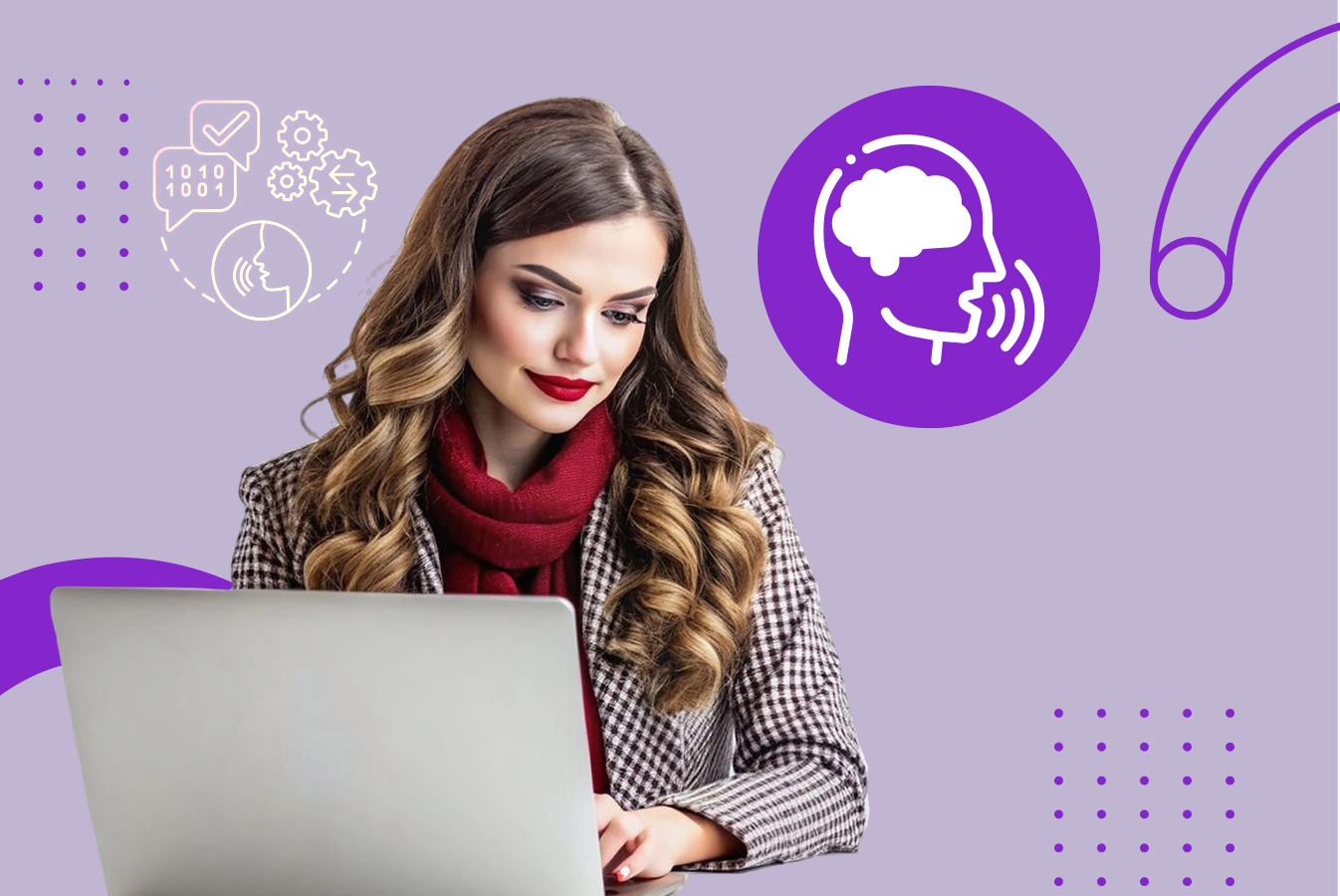 A woman using Enterprise NLP on enterprise video platform.