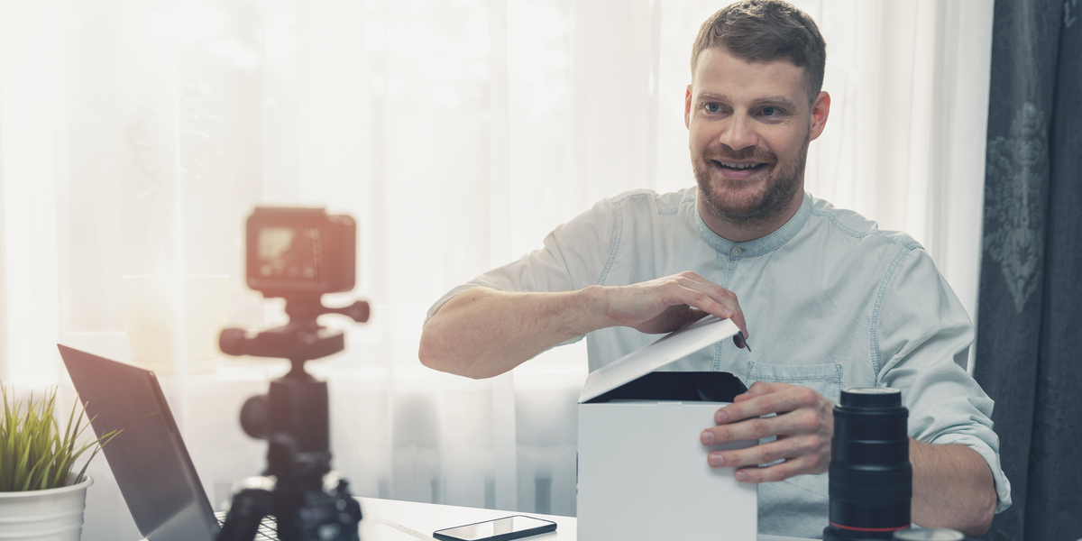 a man communicating through interactive live streaming 