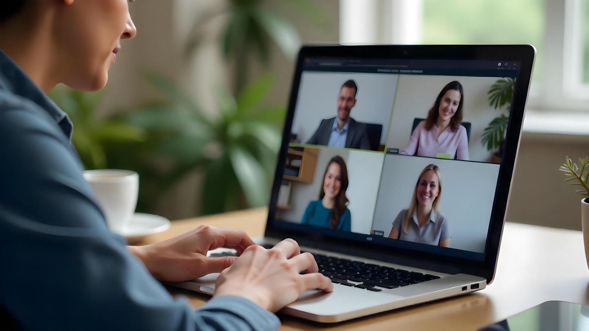 A person attending online meeting