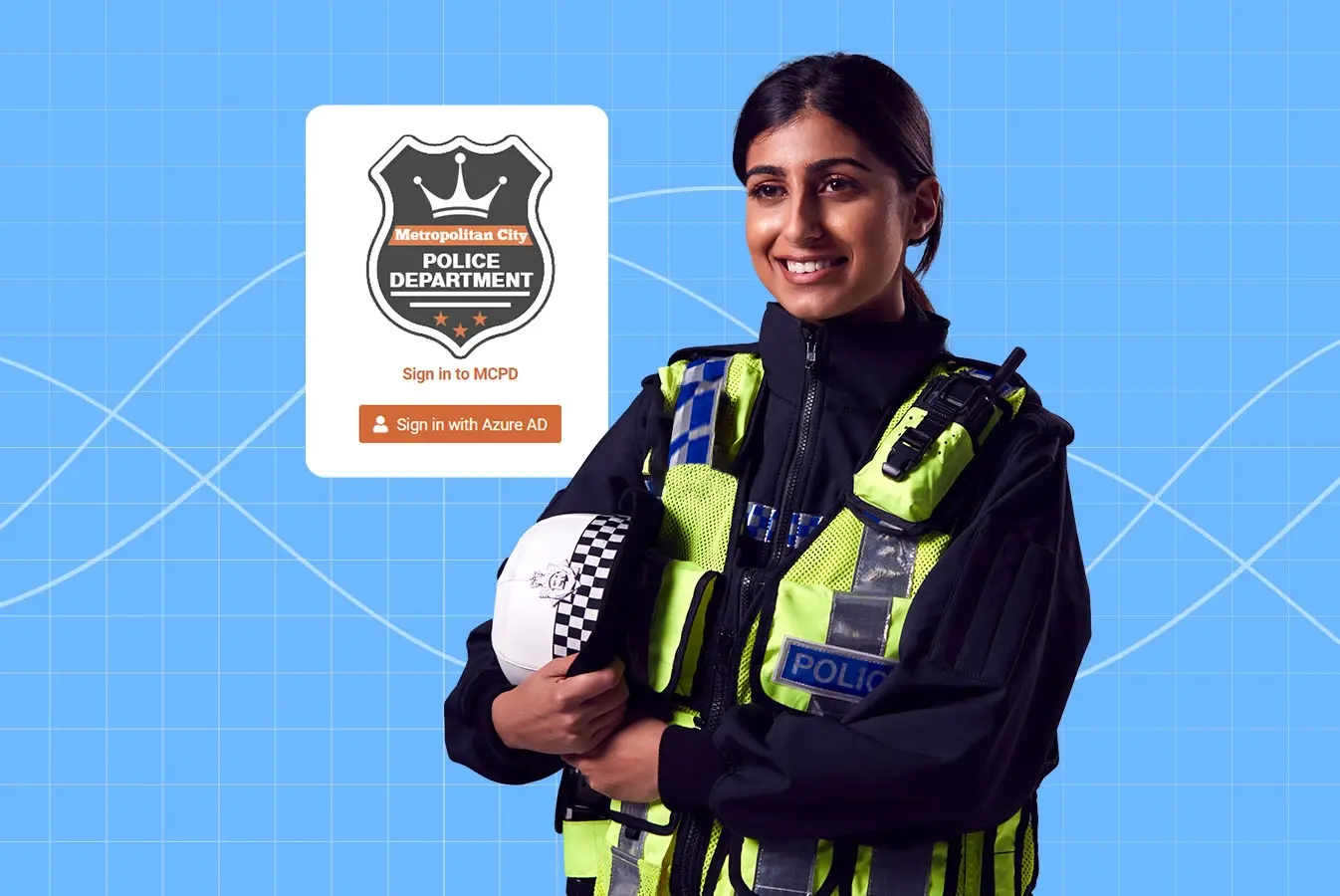 A British police officer with VIDIZMO Digital Evidence Management portal 