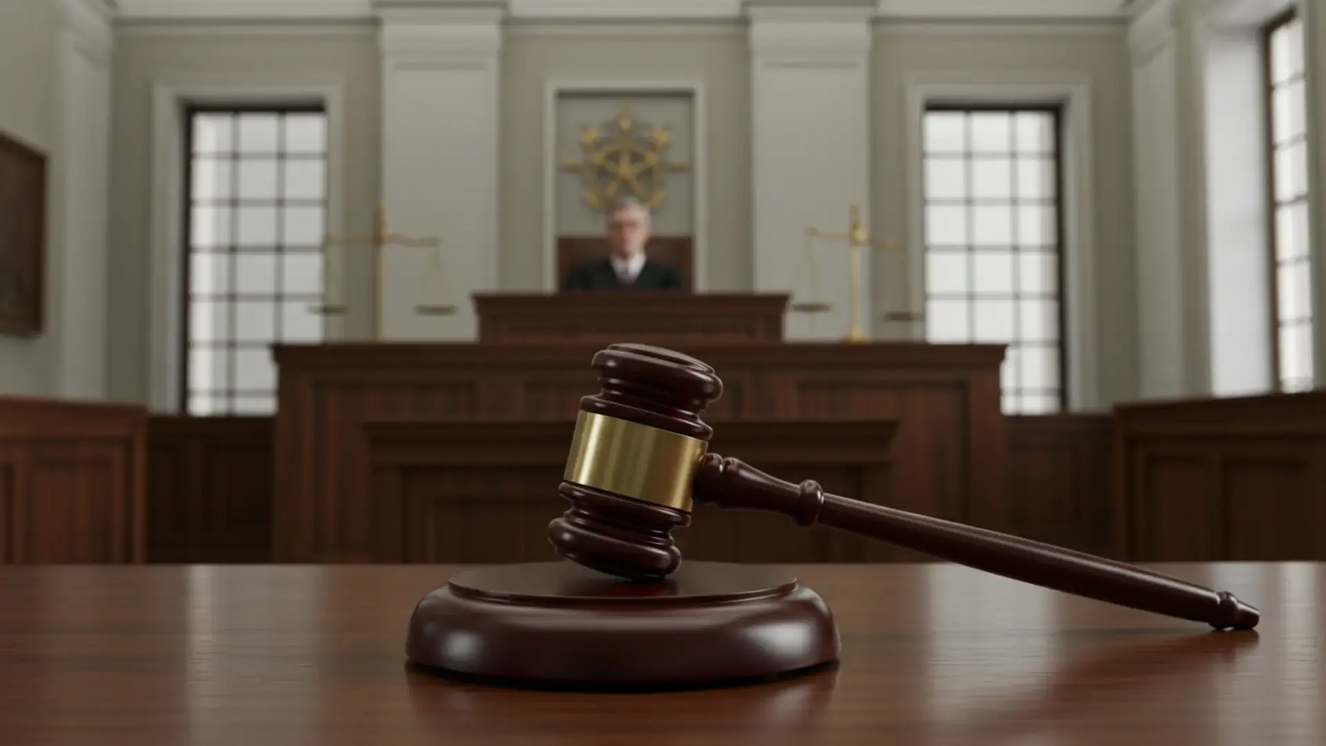 A gavel in a courtroom