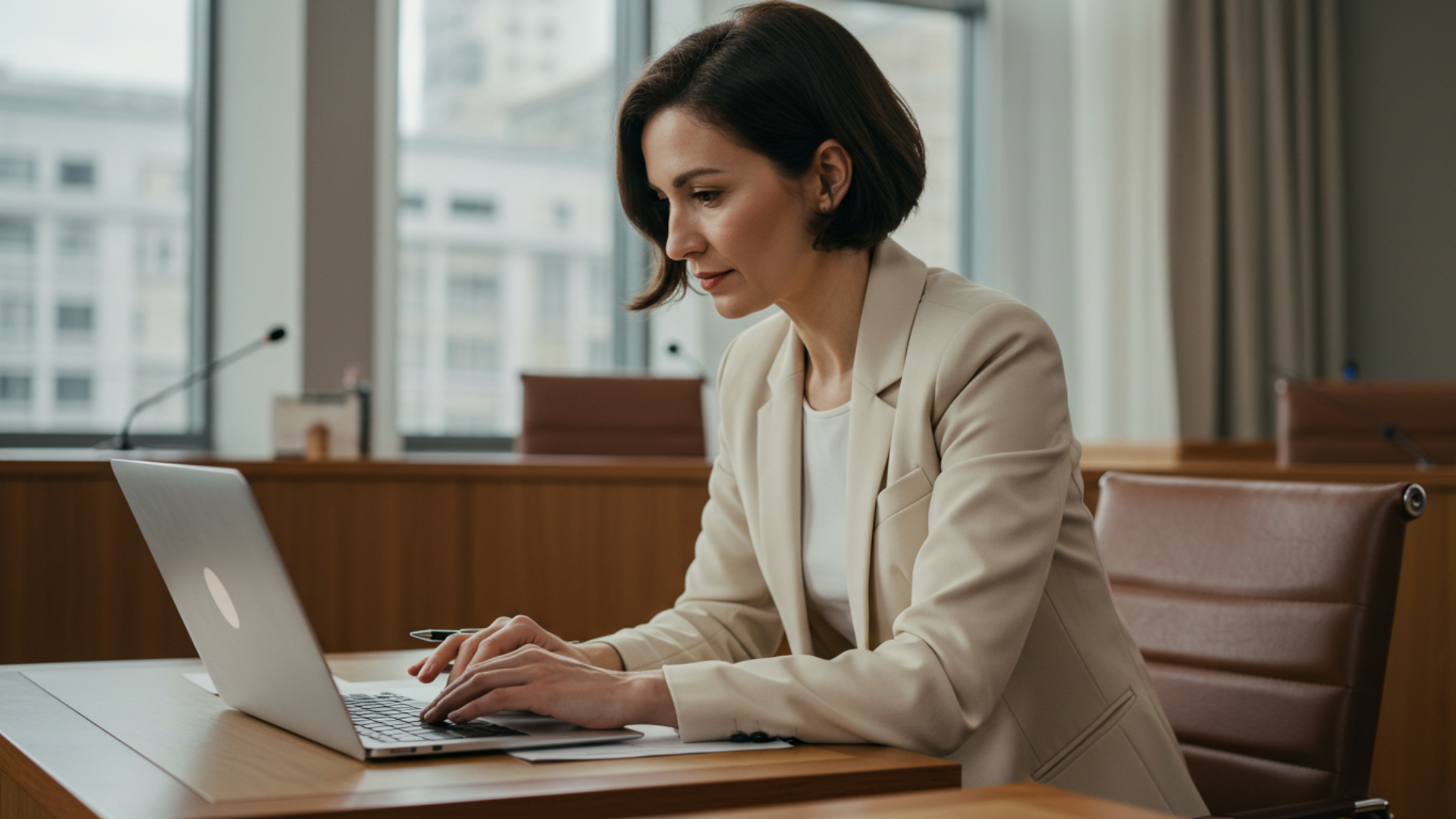 A government official using laptop for personalized AI-powered recommendations.