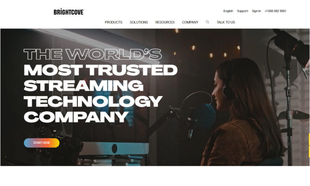 Brightcove website homepage