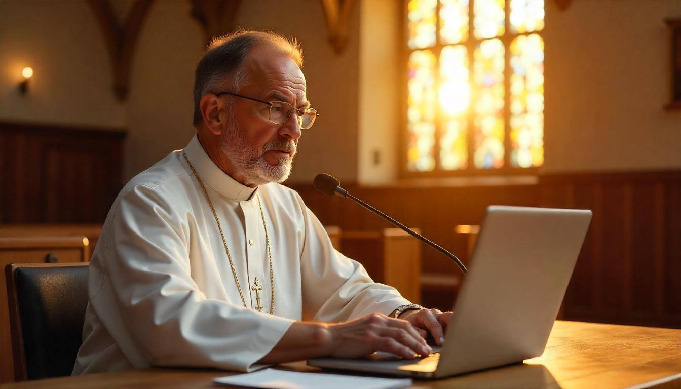 A pastor delivering sermon through an enterprise video platform