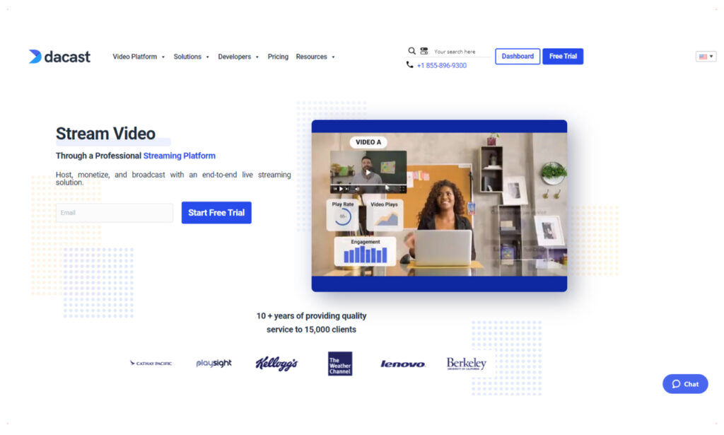 Dacast website homepage