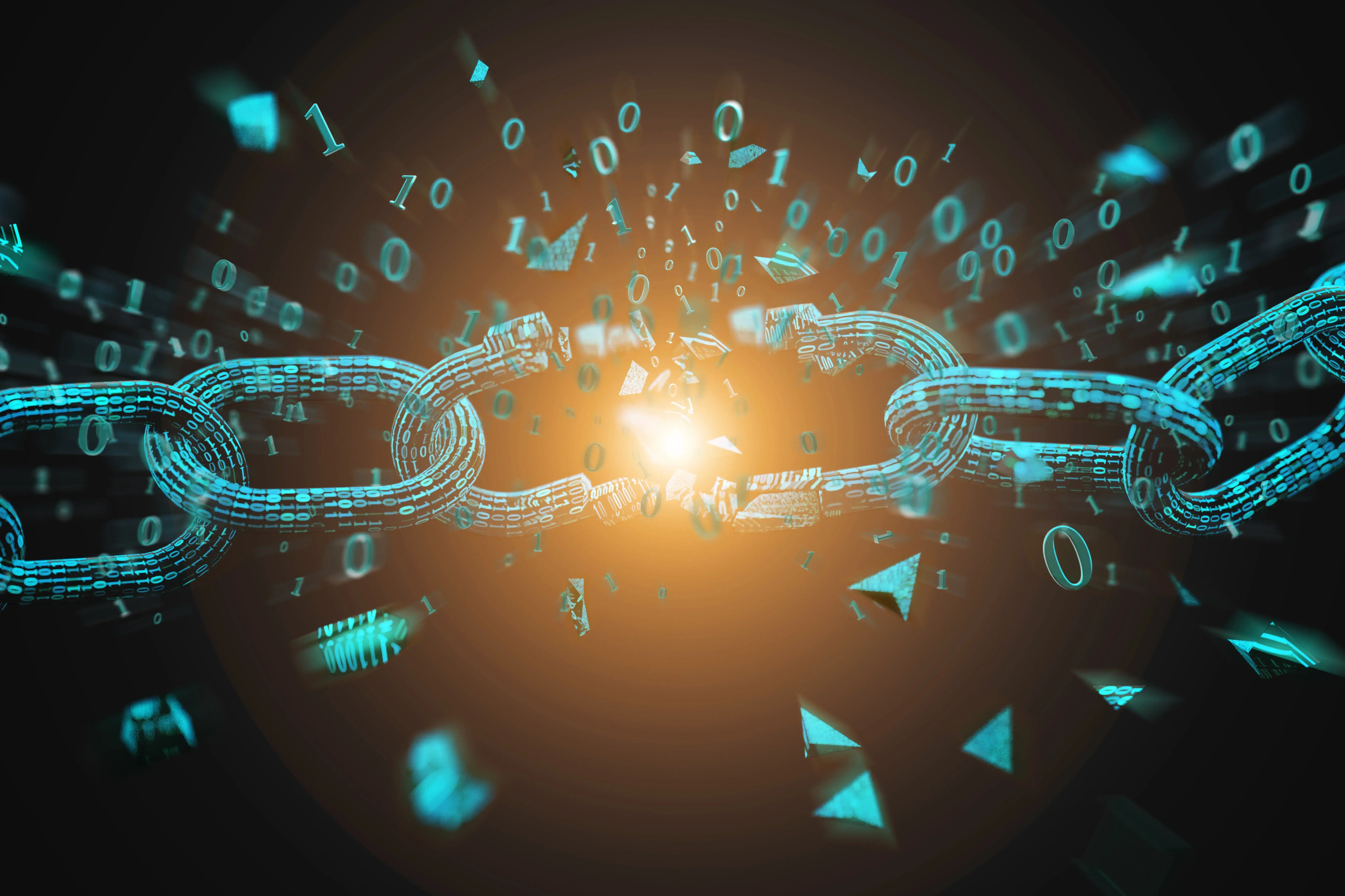 A broken chain of custody for digital evidence, symbolizing security breaches, data tampering, and compromised evidence integrity.