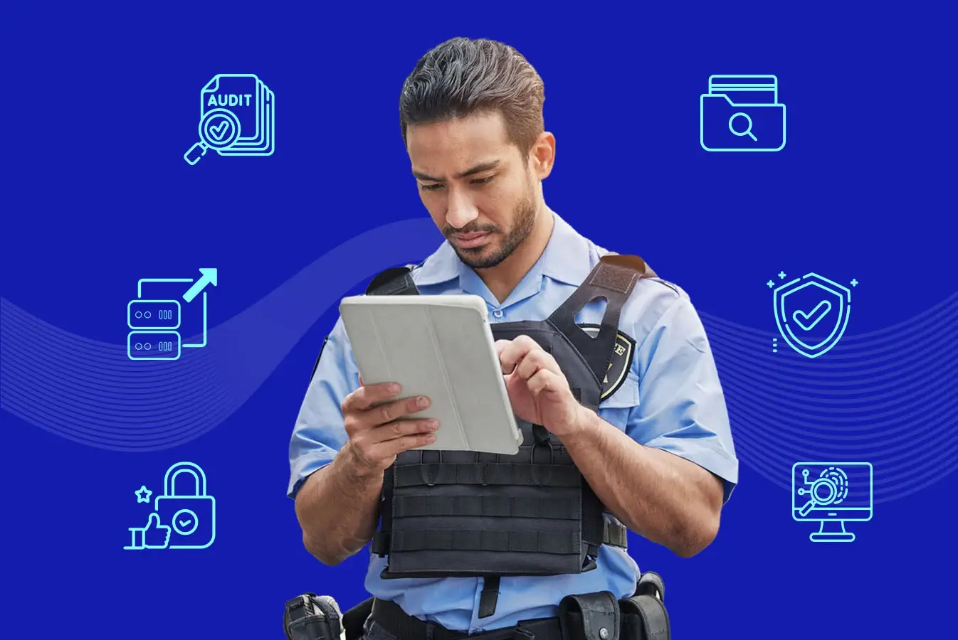 A police officer using a tablet computer