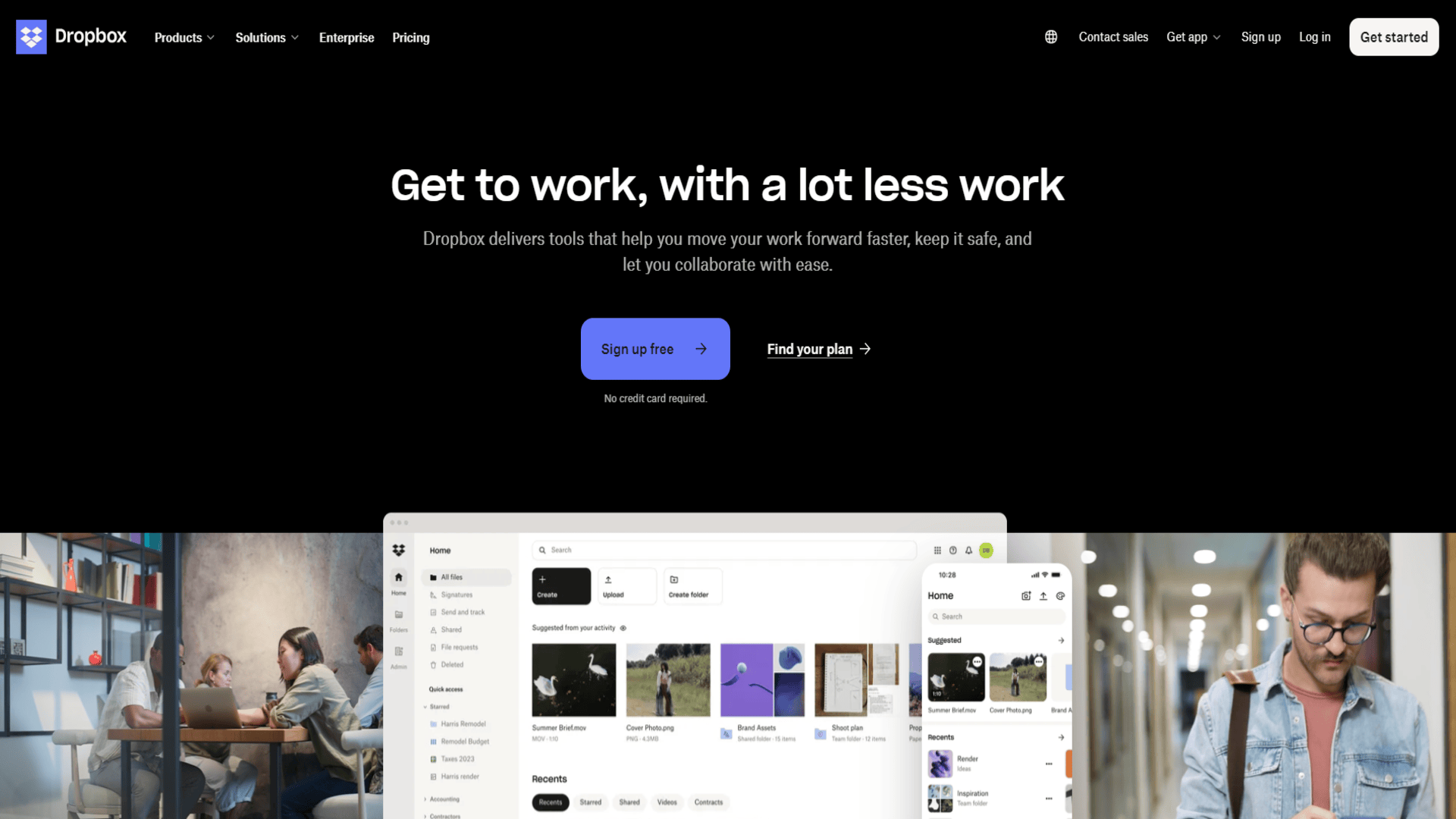 Dropbox website homepage