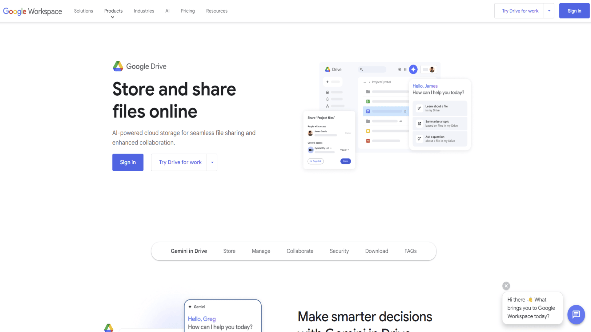 Google Drive homepage