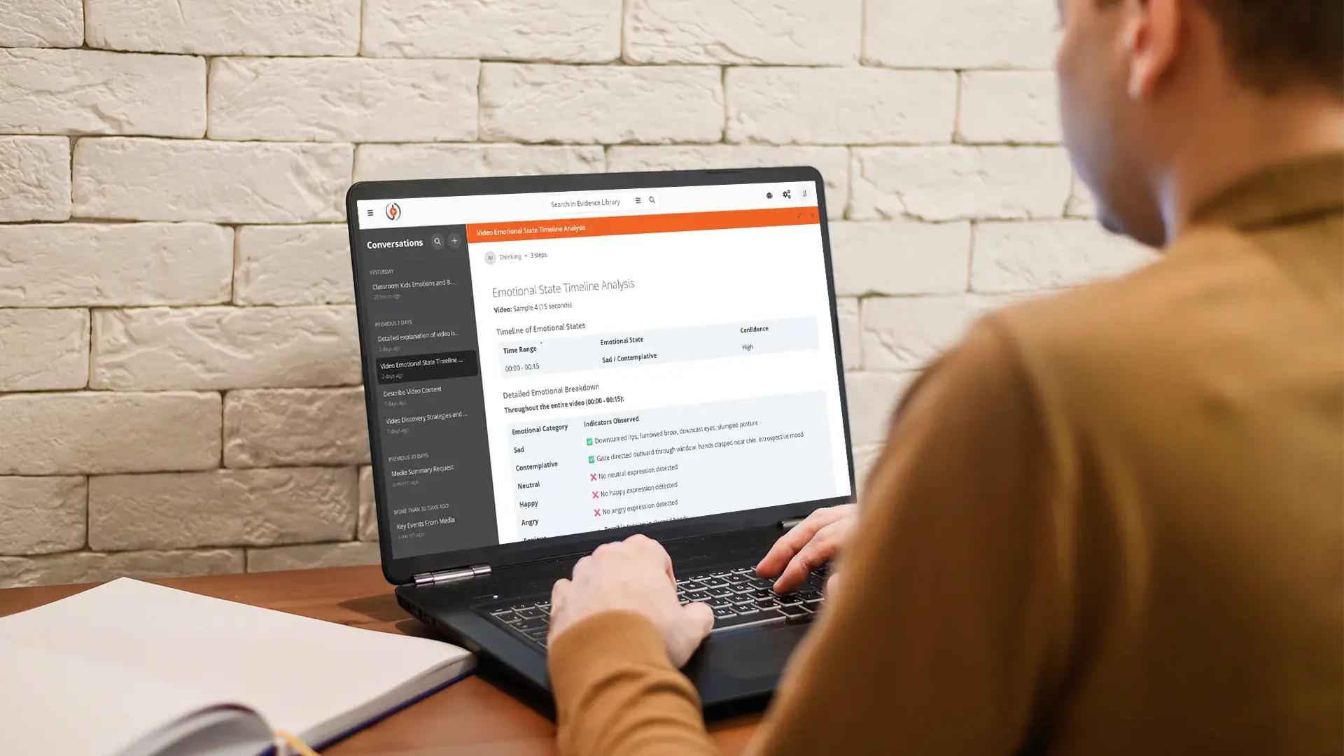 a person using AI Intelligence Hub to analyze the data