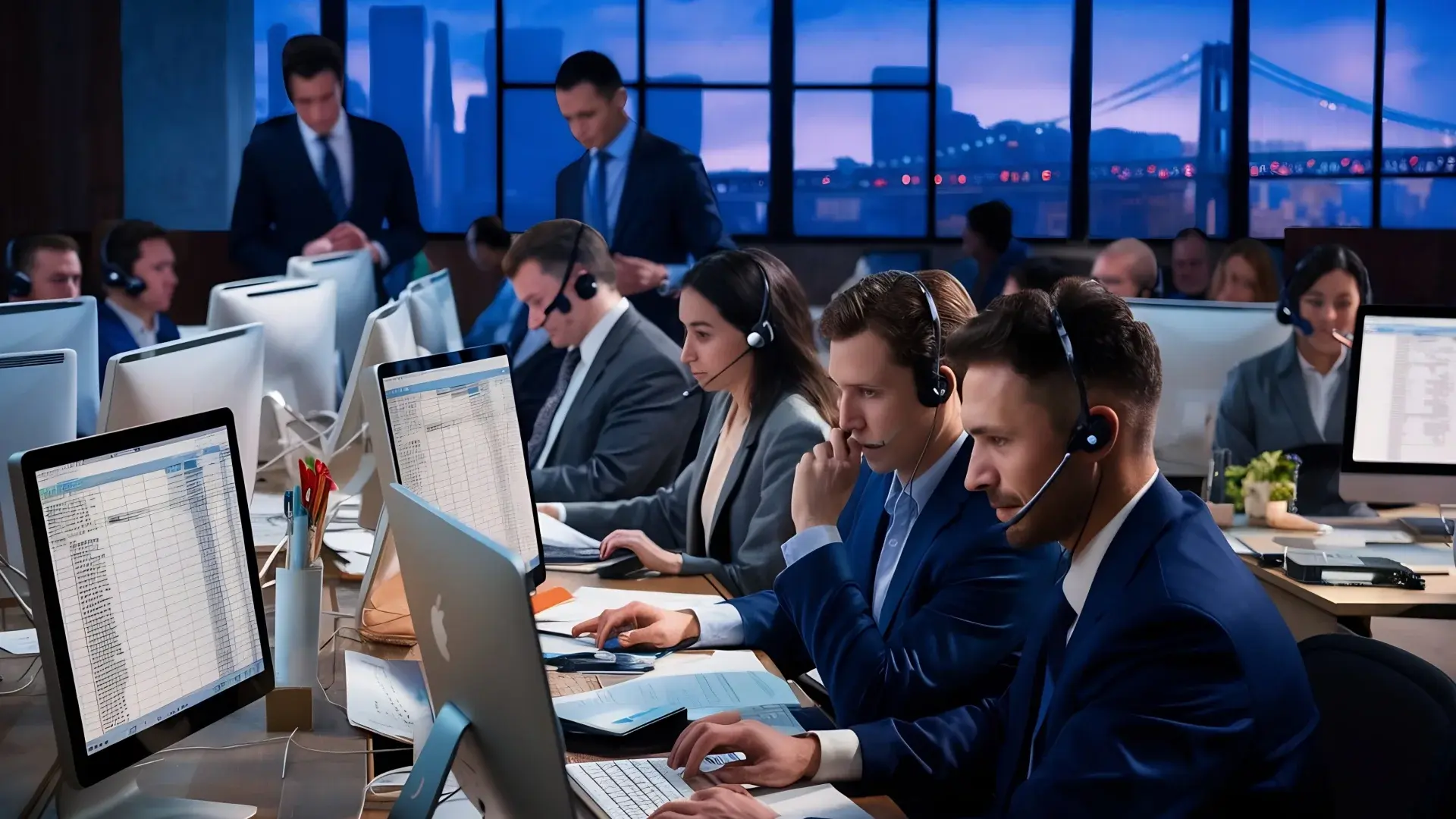 Employees working in an office settings