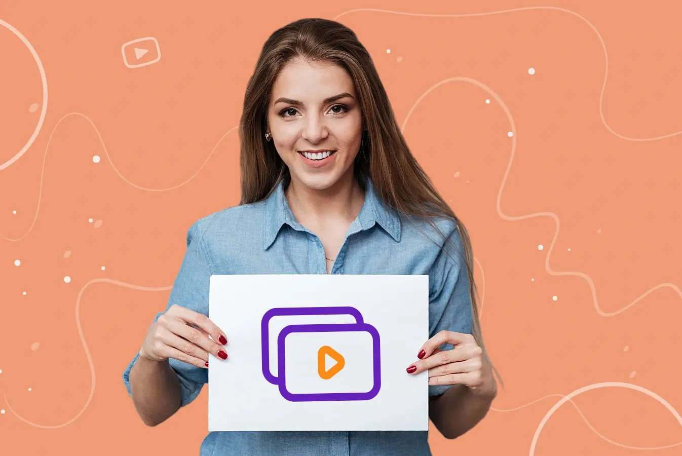 A women holding the icon of video player