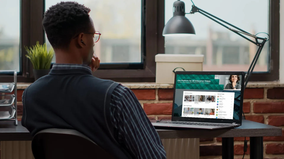 a person using enterprisetube in an office settings