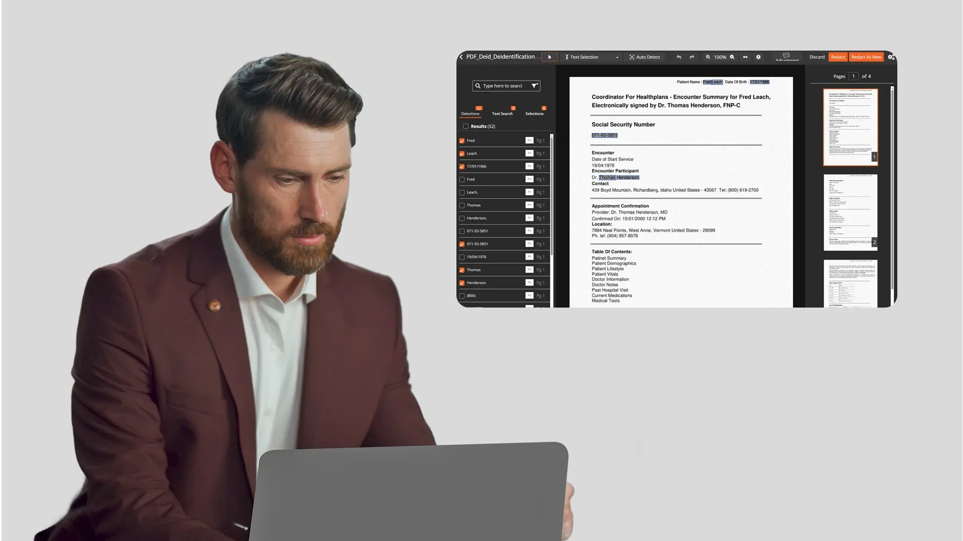 a person redacting documents before uploading to AI tool