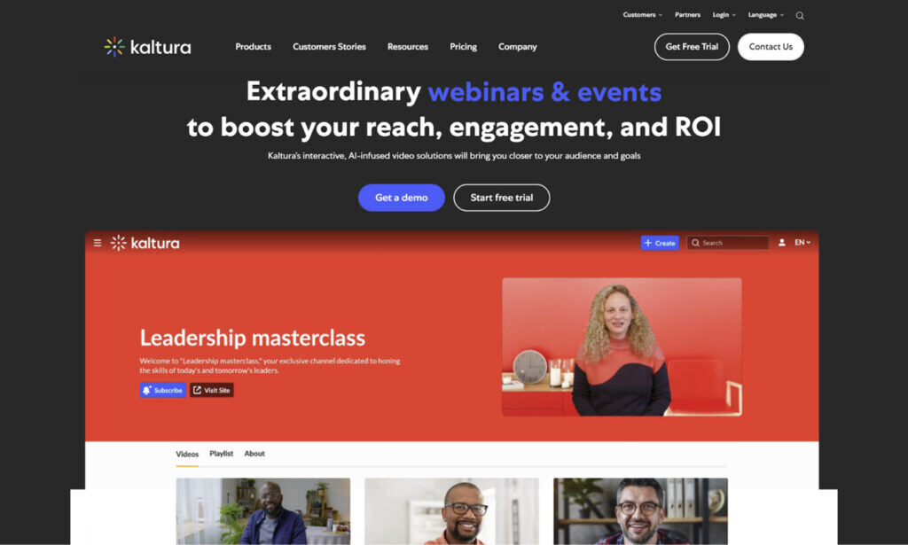 Kaltura website homepage