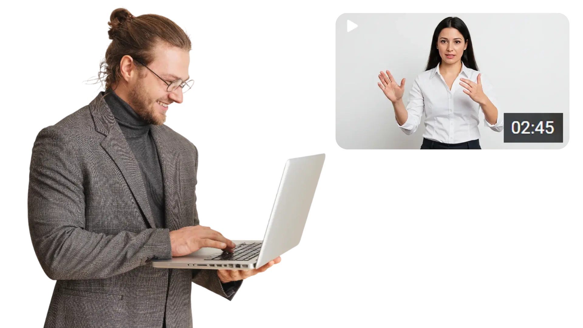 A person using an enterprise video on demand (VOD) platform.