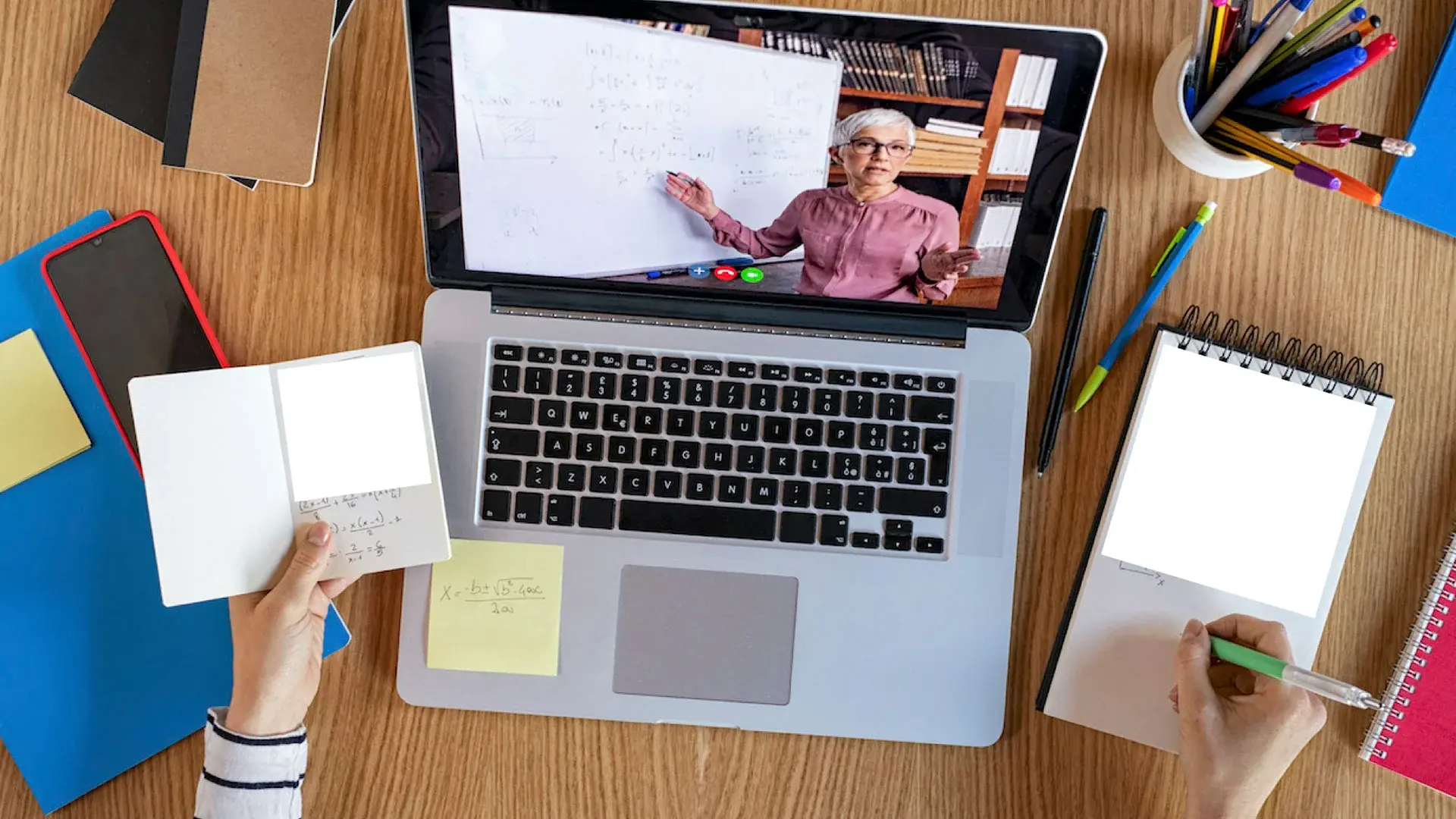 An educational professional recording webinars with Video Content Management