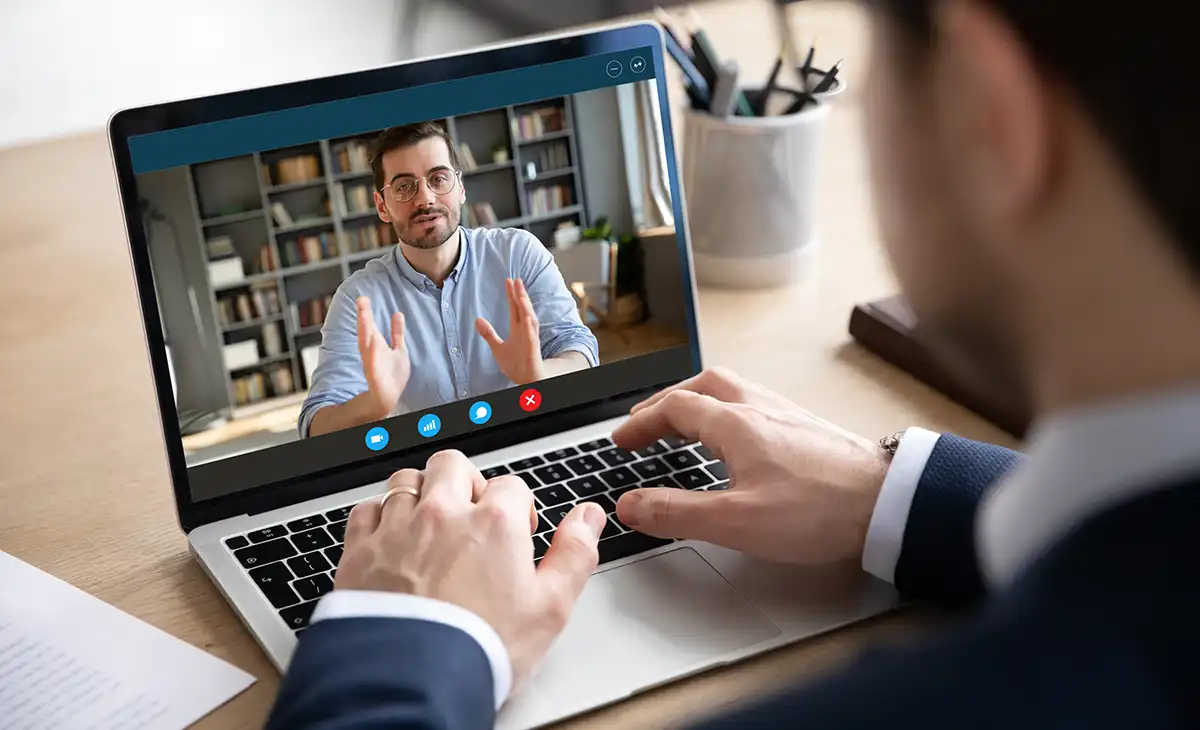 Employees using screen sharing platform