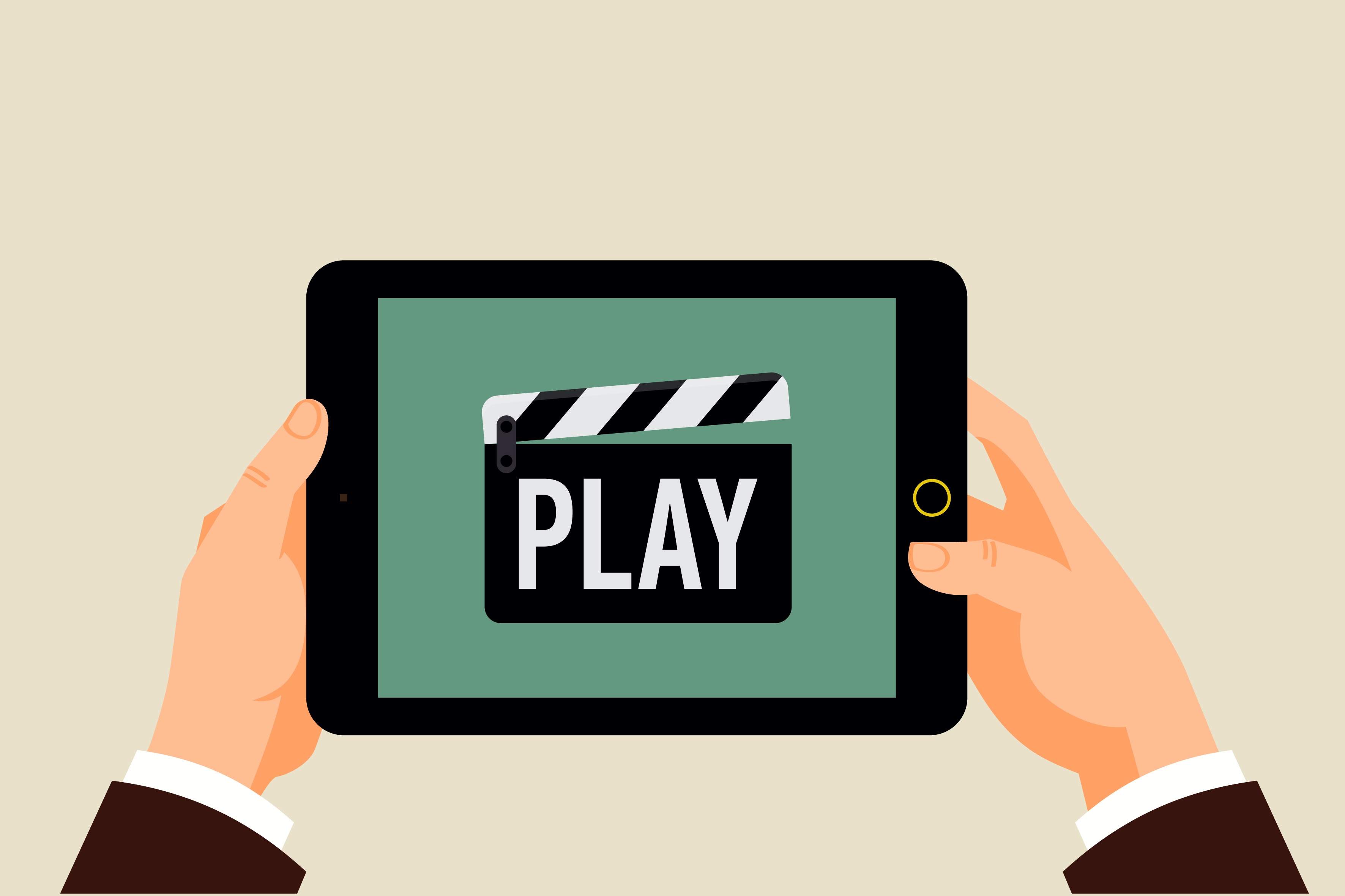 Screen with play button representing video content marketing.