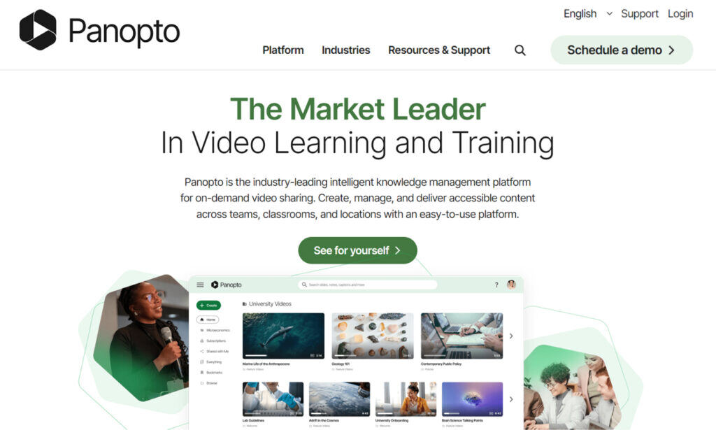 Panopto website homepage