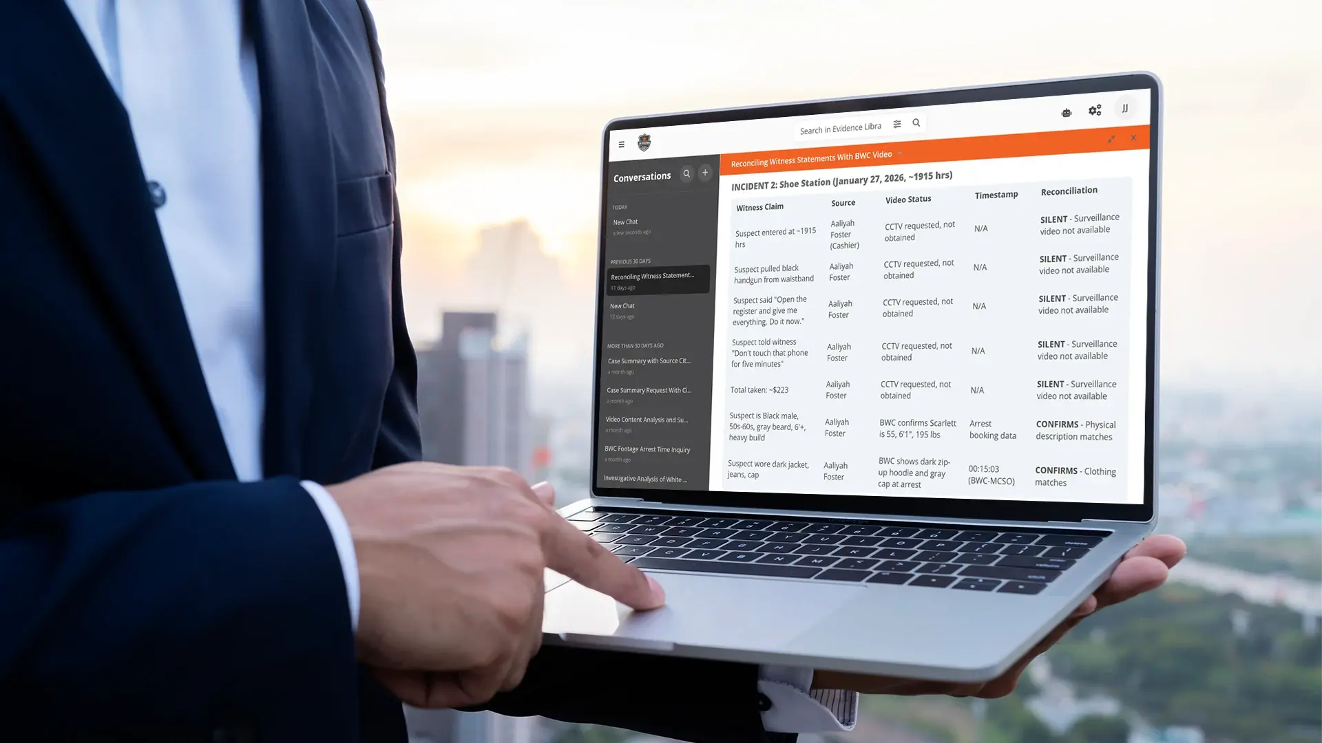 A person using AI Intelligence Hub to search across the data