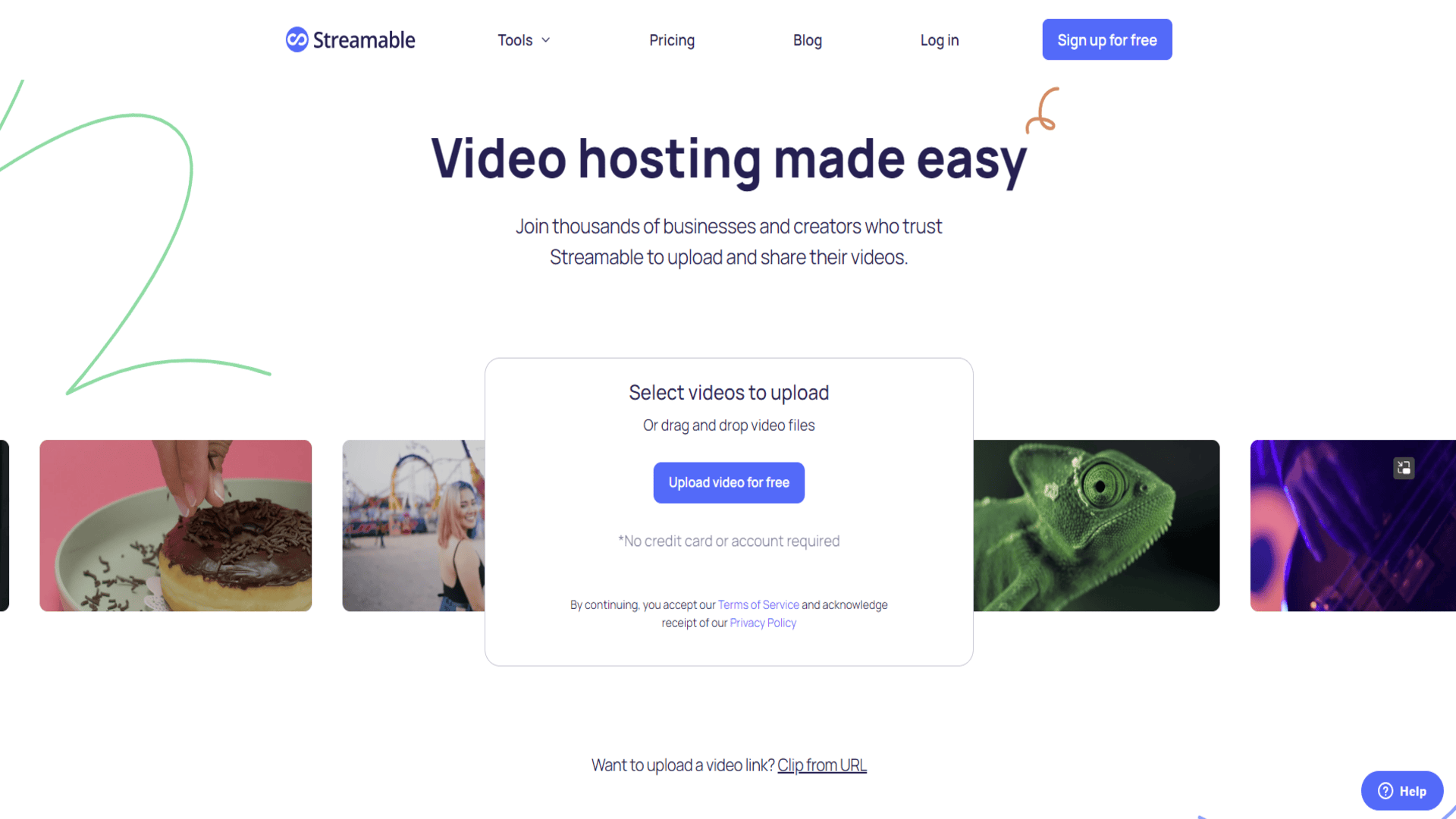 Streamable website homepage