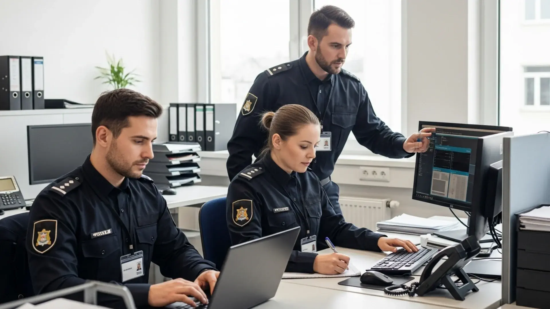 Officers Working on Computers