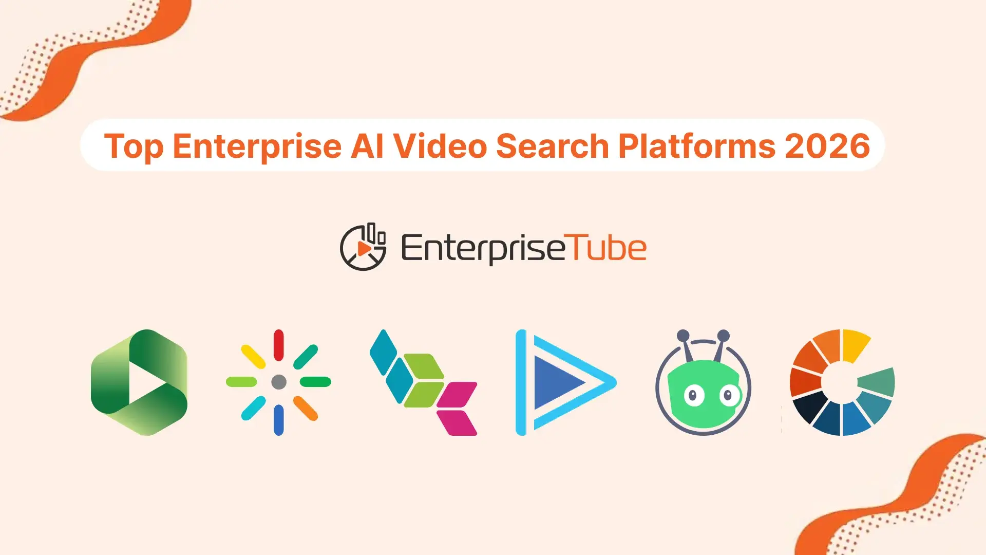 A banner with top enterprise AI video search platforms in 2026 with the logos. 