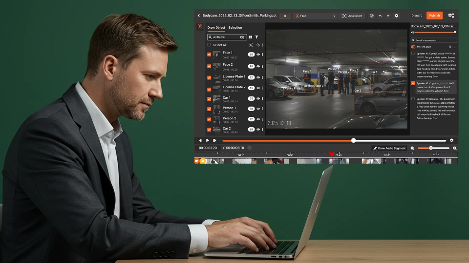 law enforcement person is using vidizmo redactor for work 