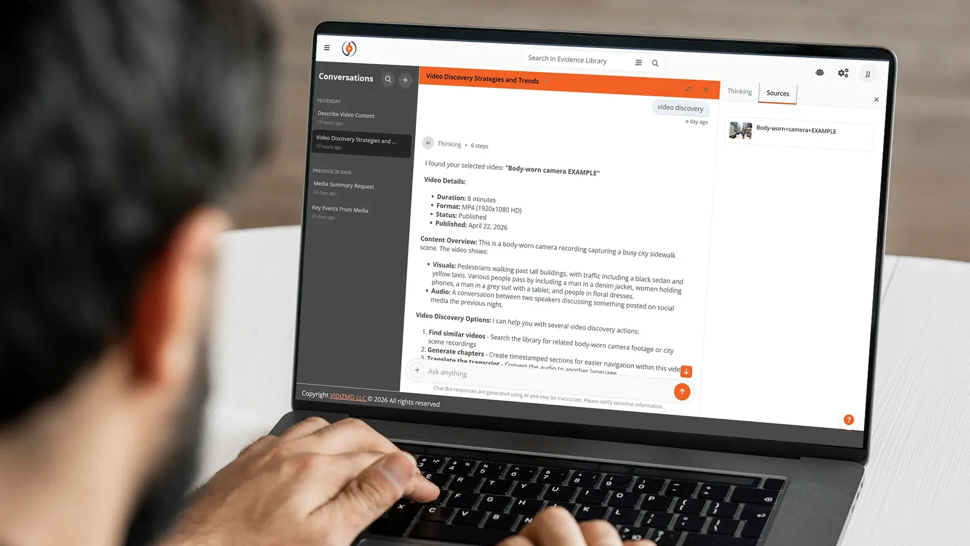 a person using AI Intelligence Hub for the analysis of unstructured data