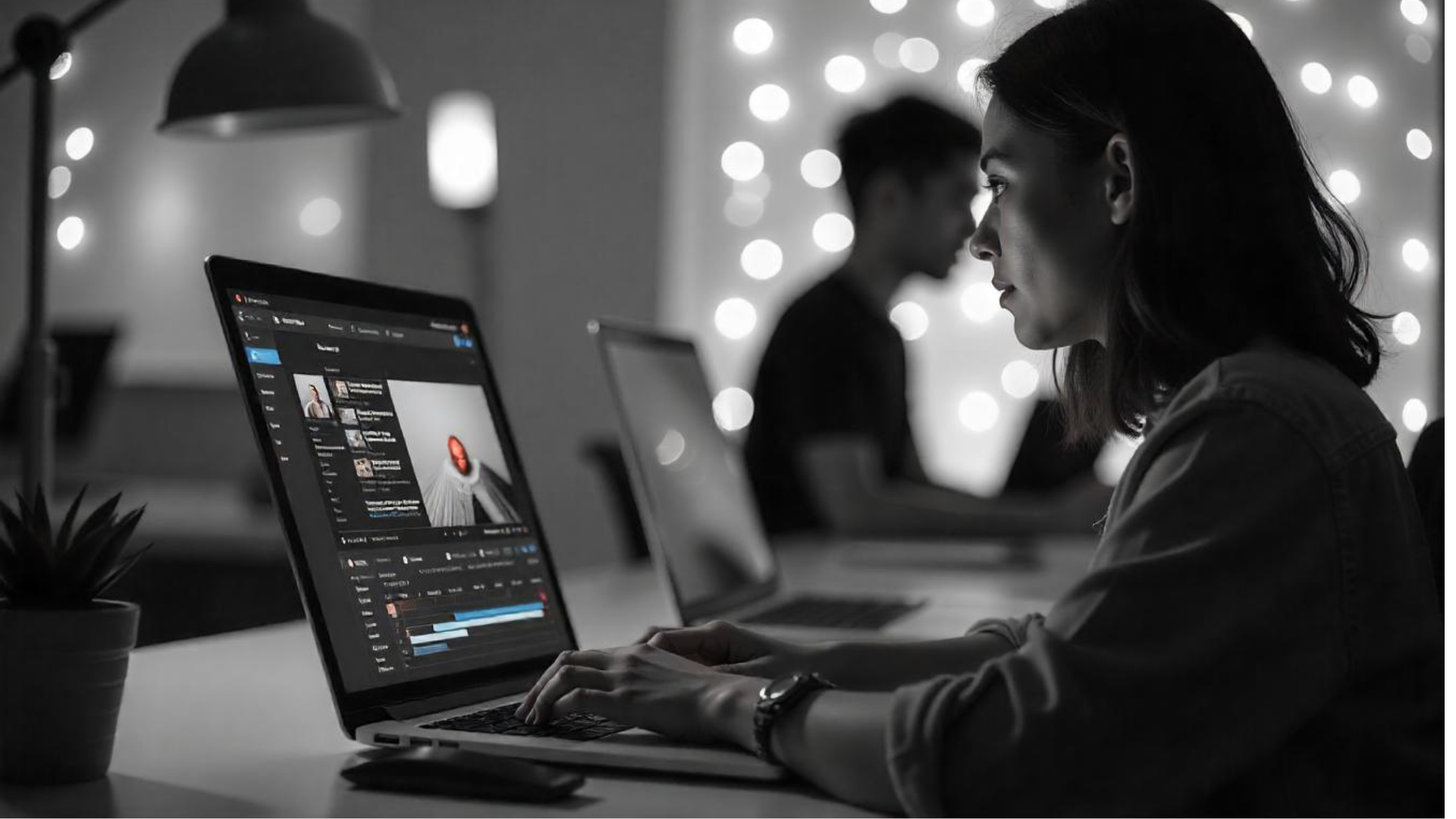 A woman using self-hosing video platform on a Laptop