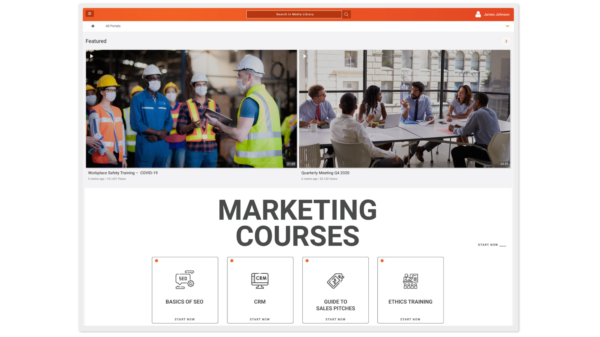 A screenshot of VIDIZMO Online video training platform