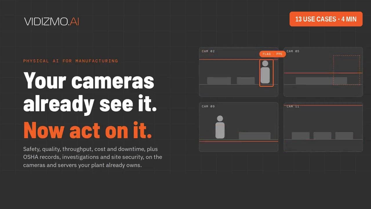 Physical AI for Manufacturing: 13 Use Cases on the Cameras You Already Own