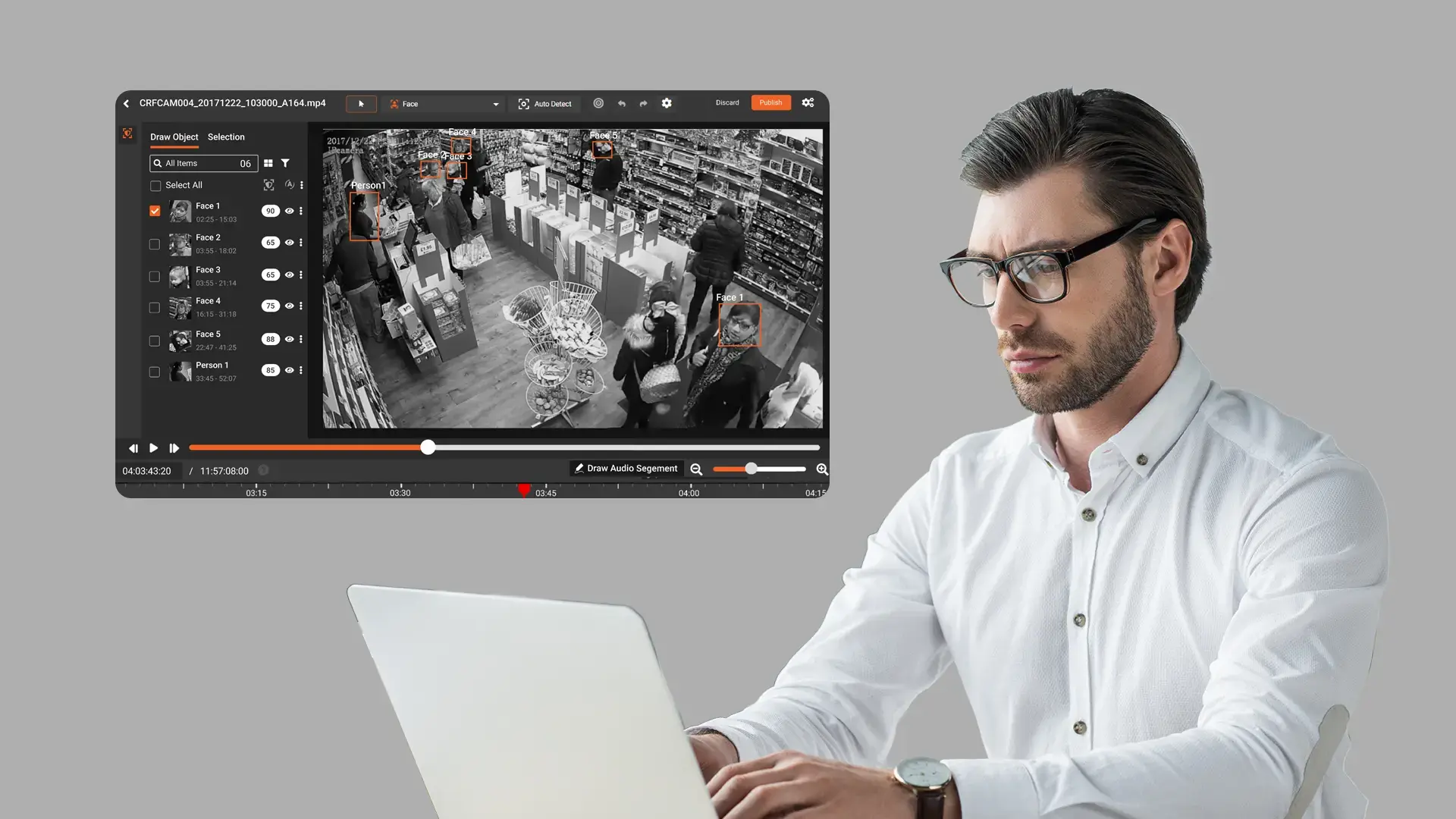 a person redacting cctv footages