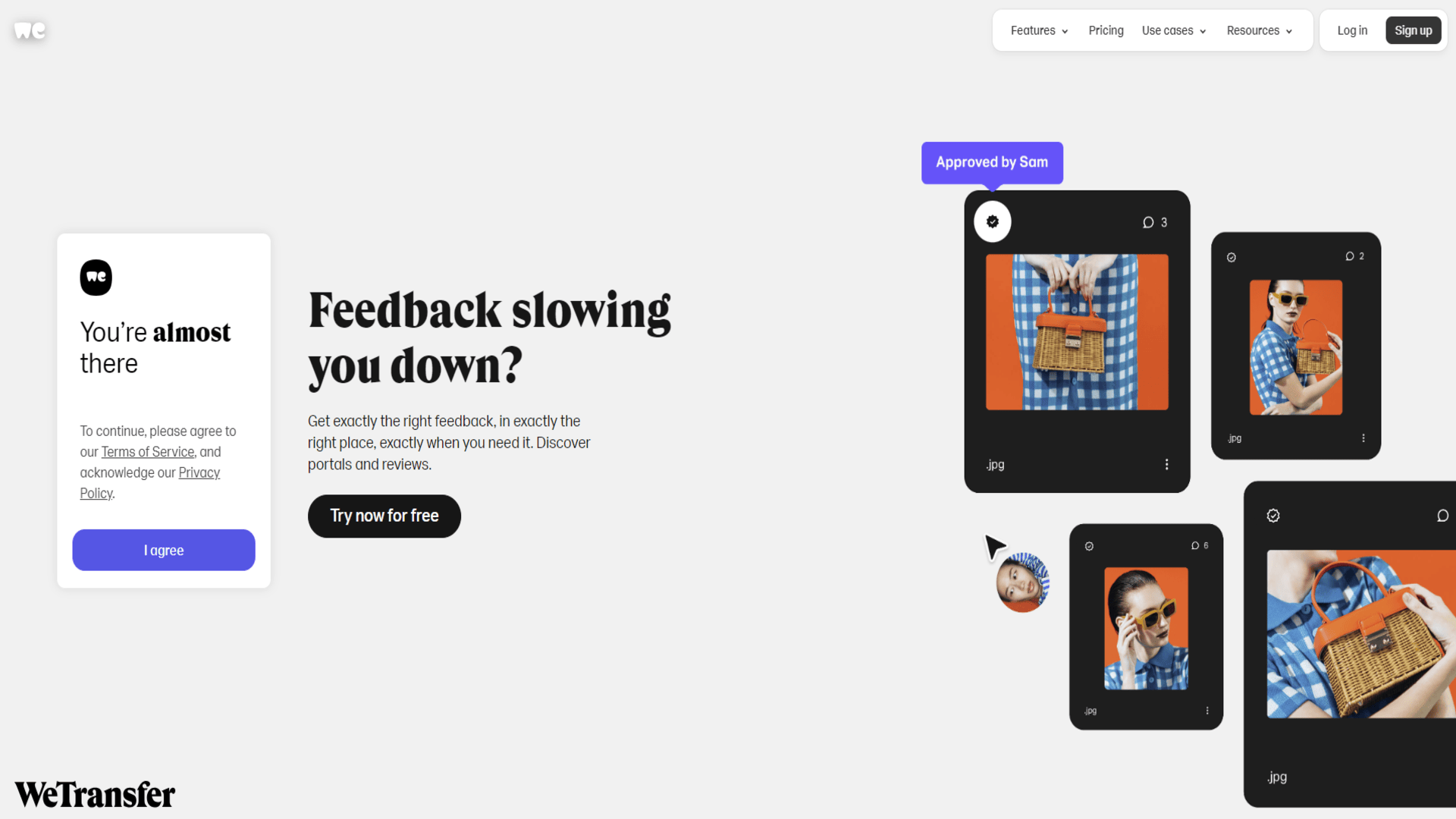 WeTransfer website homepage