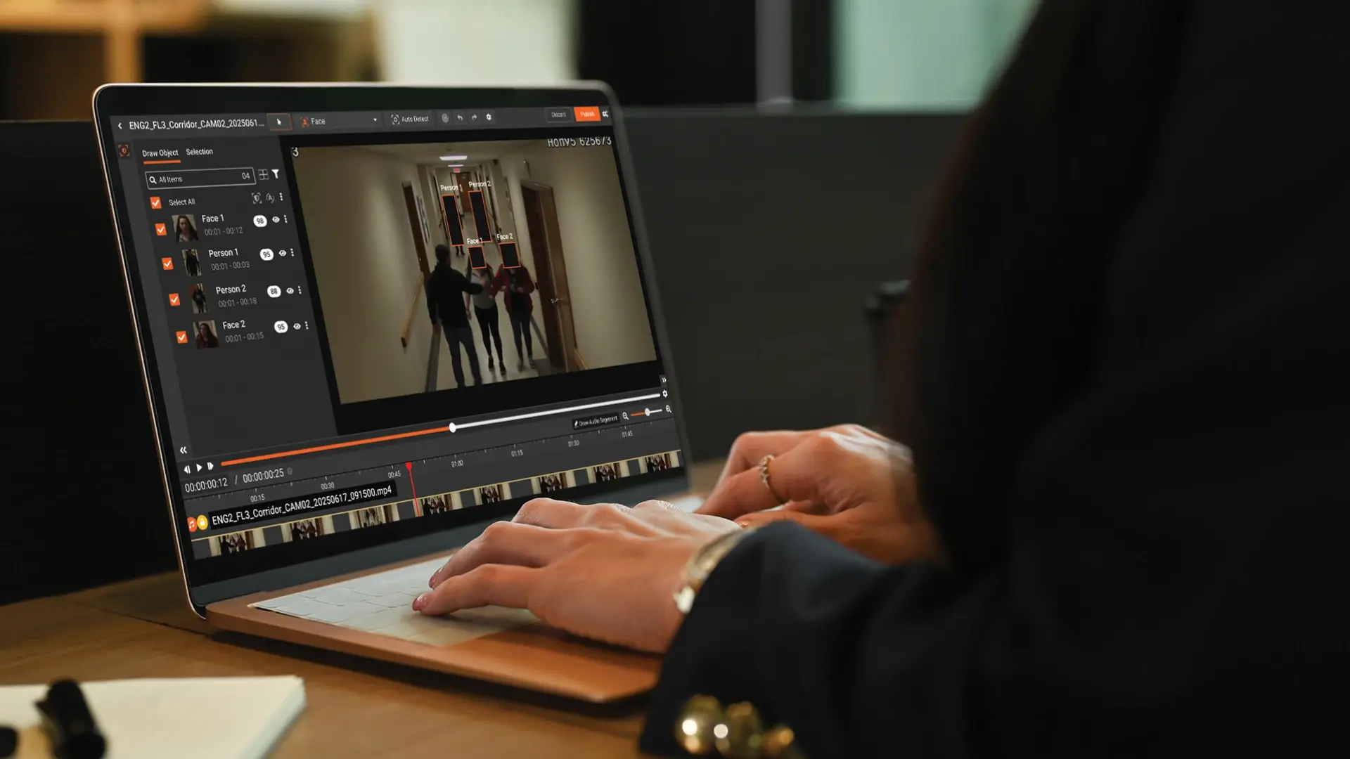 a lawyer redacting person faces using redactor