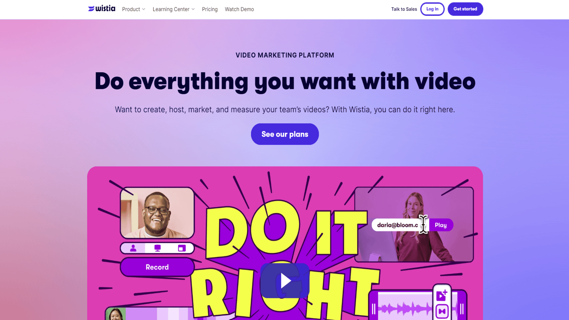 Wistia website homepage