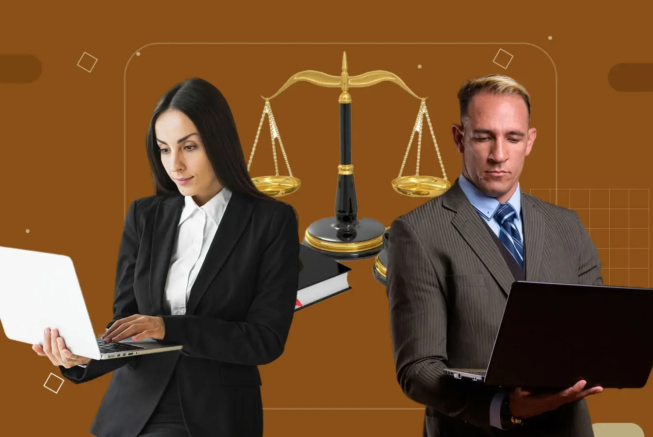 Two lawyers viewing their laptops 