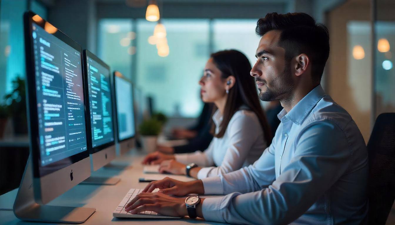 A man, seemingly from business sector looking at a screen