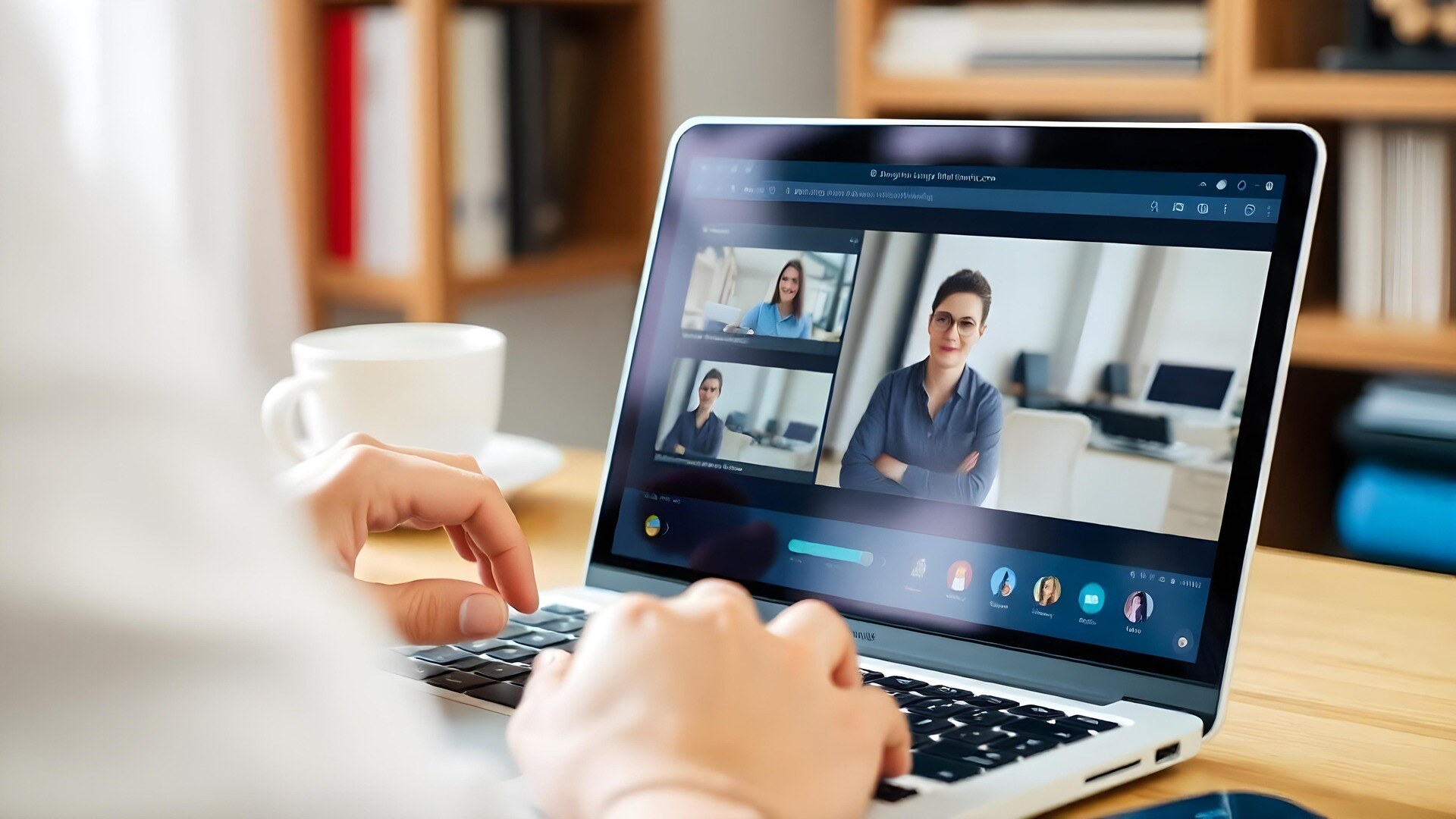 A person using laptop to record and share videos