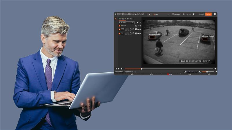a person redacting parking lot CCTV