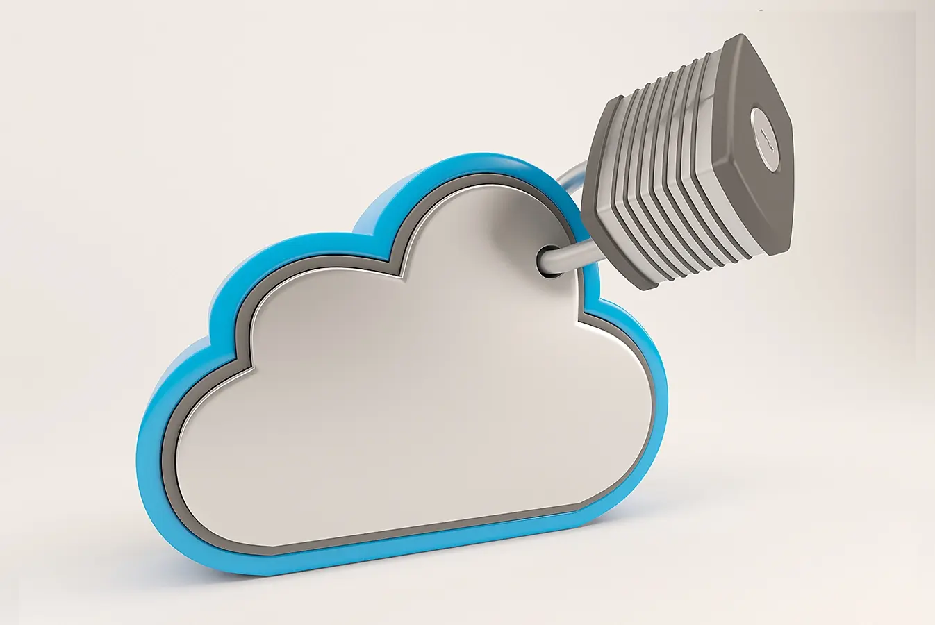 A cloud with a padlock depicting data security in cloud video platform.