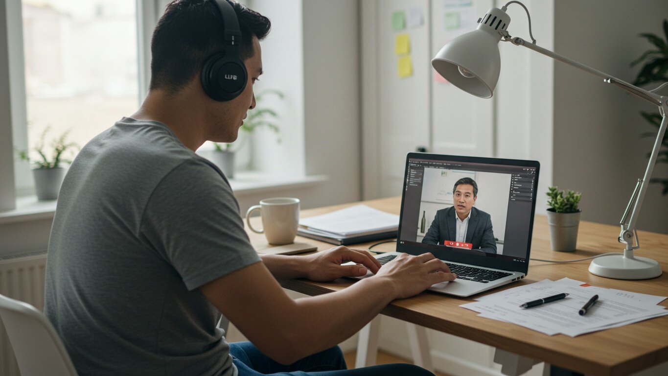 A man engaging with a live streaming platform