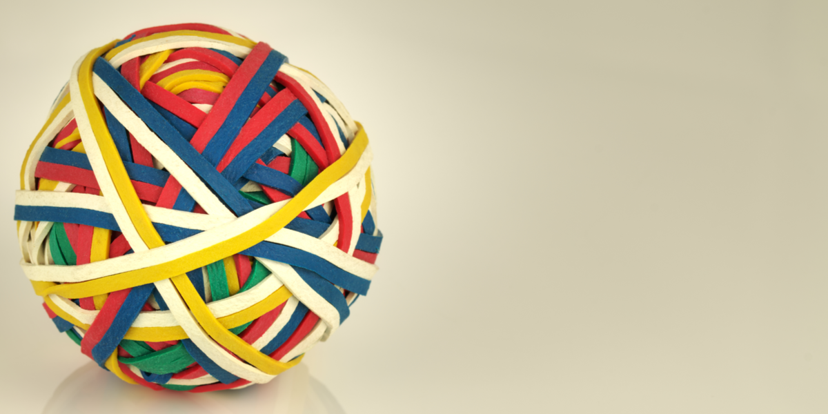 A colorful rubber band ball