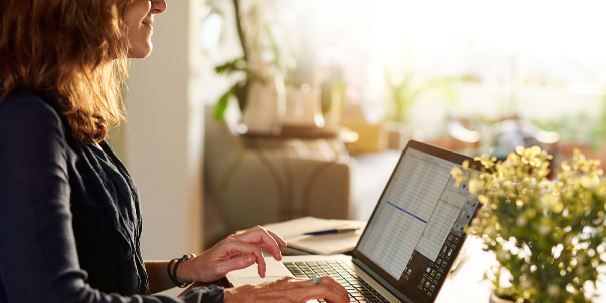 A woman using a laptop