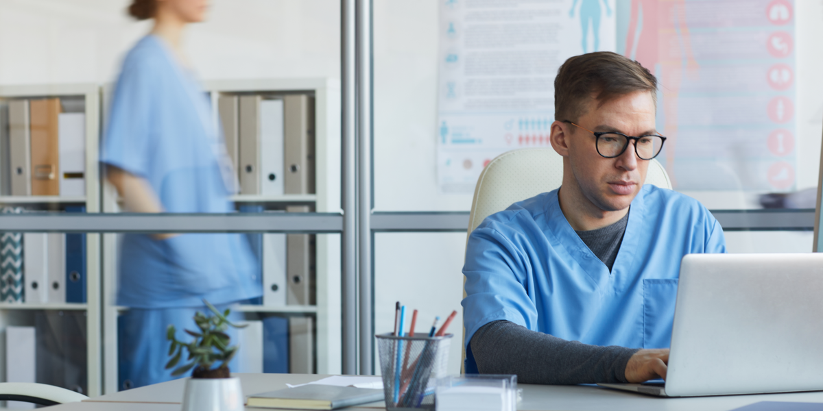 A doctor using a video platform