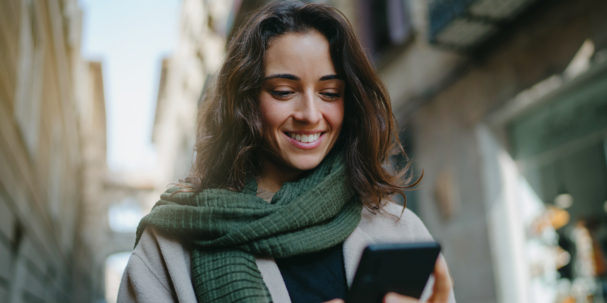 A woman using her phone