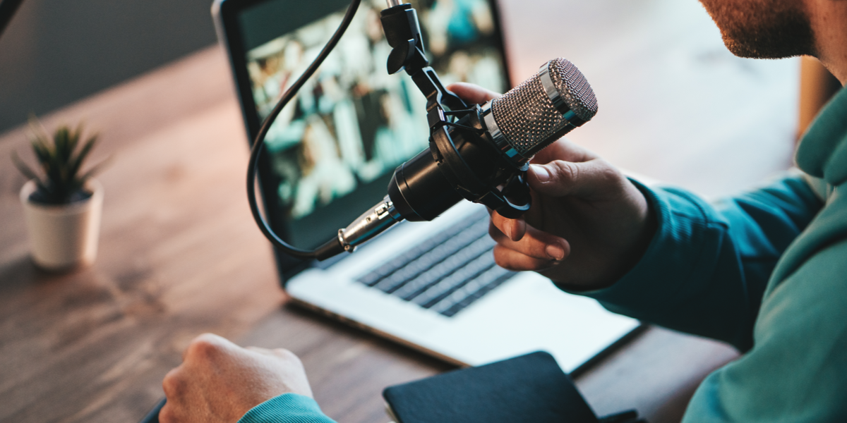 A person live streaming an event